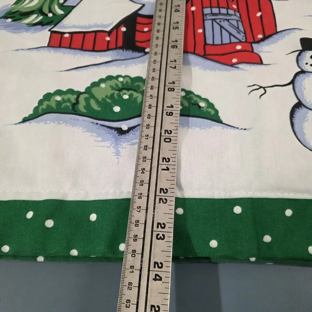 Christmas Holiday Snowman Pillowcases Covers Set Of Two Large Vintage